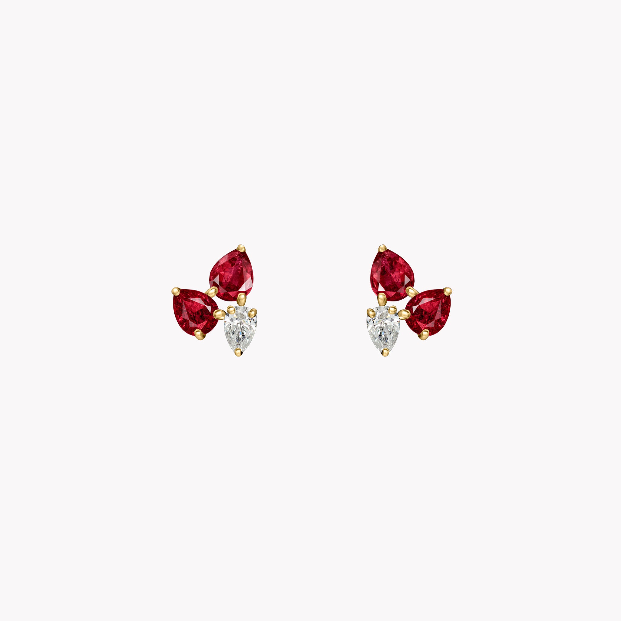 Ruby & Diamond Cluster Studs