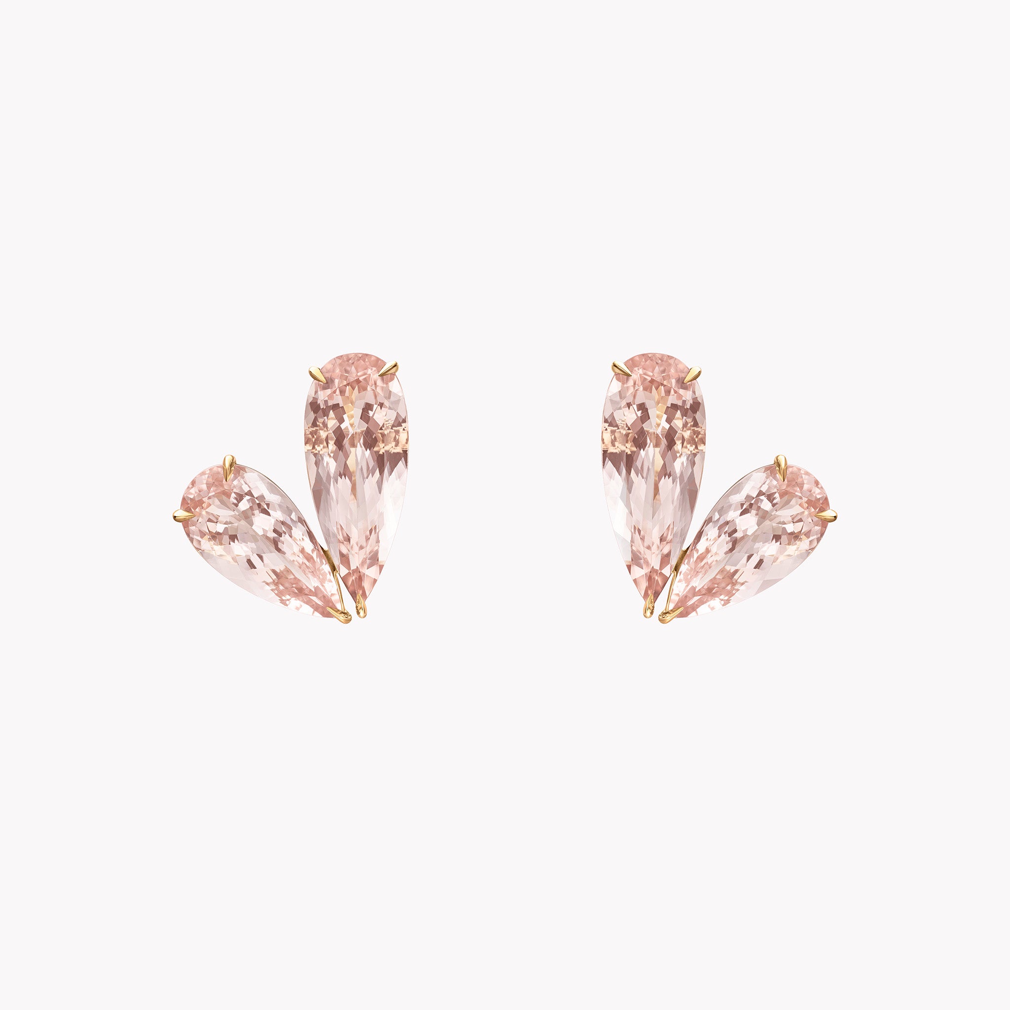 Morganite Duet Heart Earrings