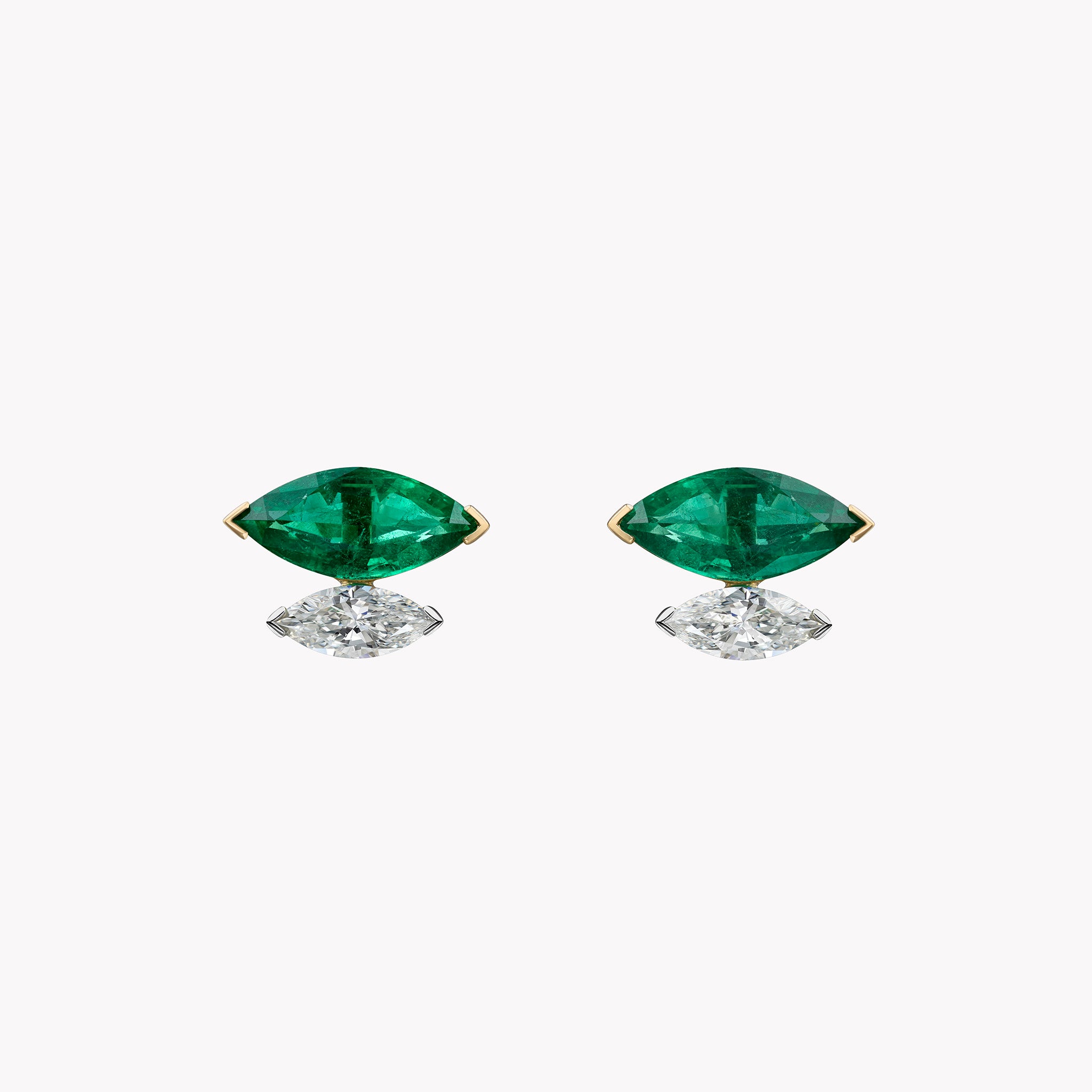 Marquise Emerald & Diamond Muse Stud Earrings