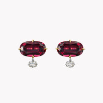 Cushion-Cut Rhodolite Garnet and Diamond Stud Earrings