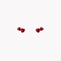 Double Heart Ruby Stud Earrings
