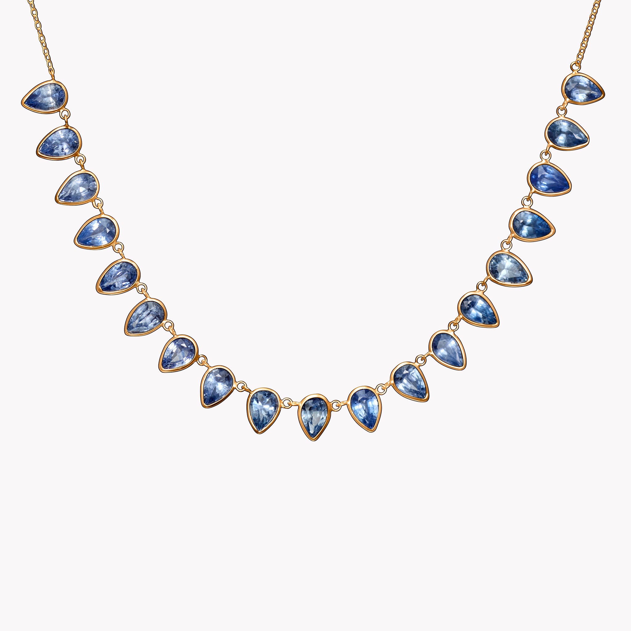 The Lena Pear Shape Blue Sapphire Necklace