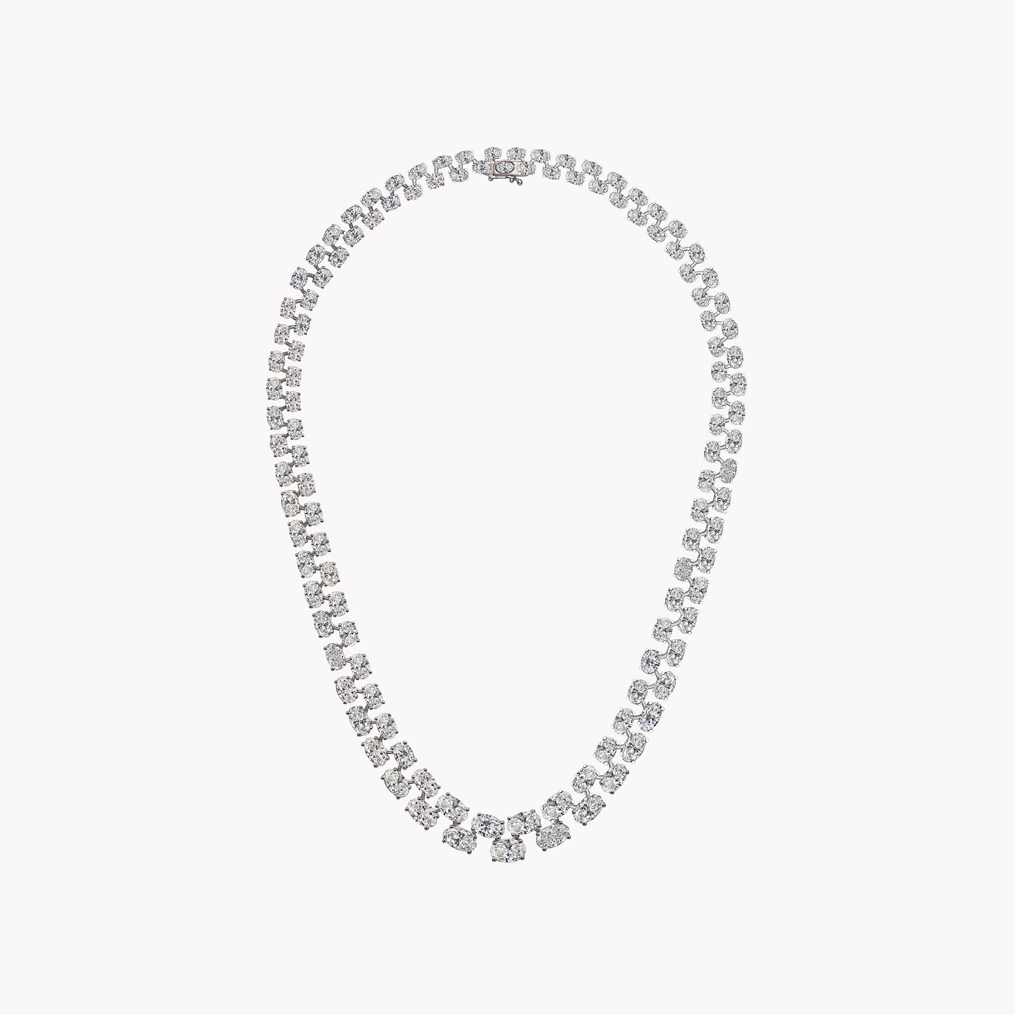 Two-Row Graduated Oval Diamond Necklace