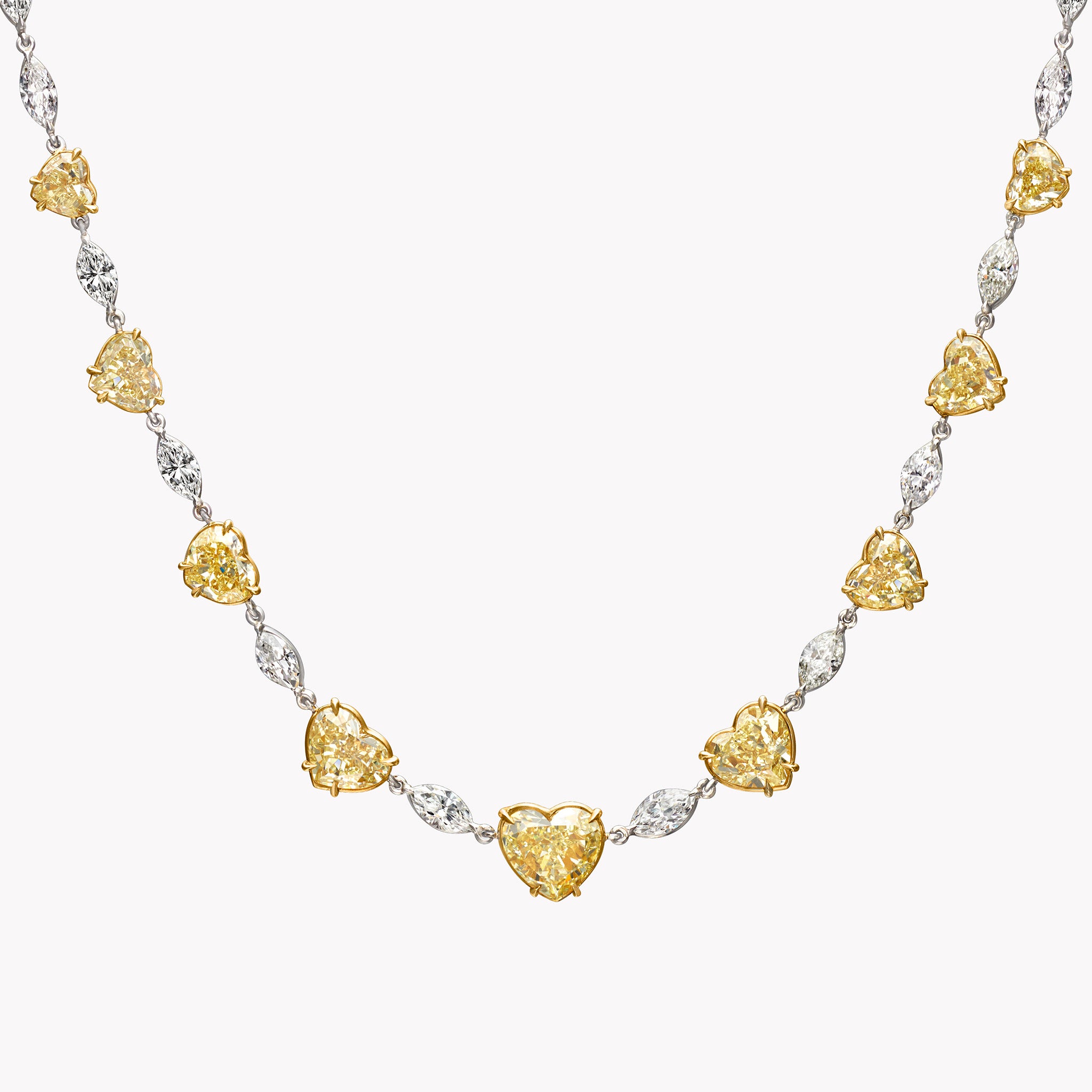 Fancy Yellow Heart And Marquise Diamond Necklace