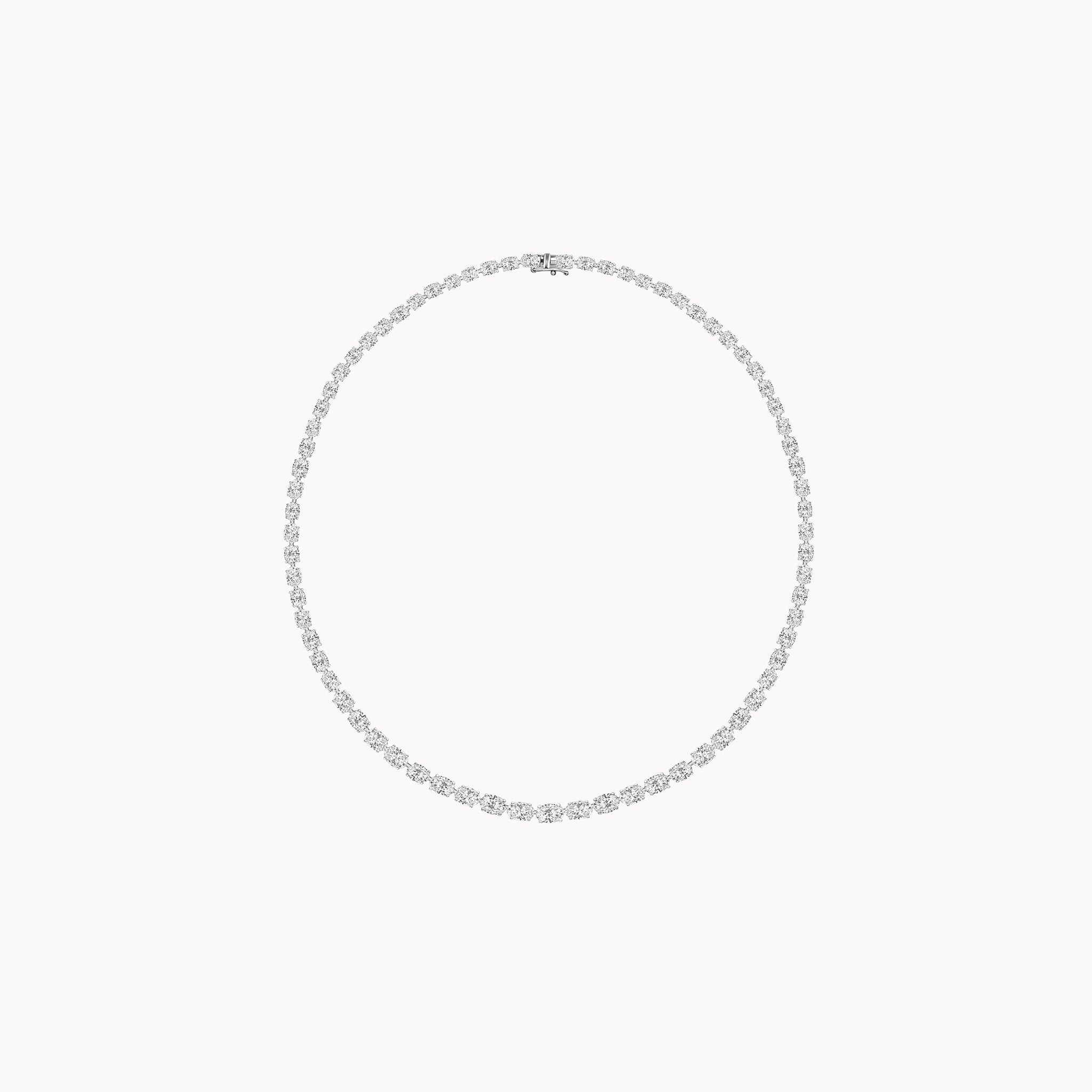 East-West Oval Graduated Tennis Necklace