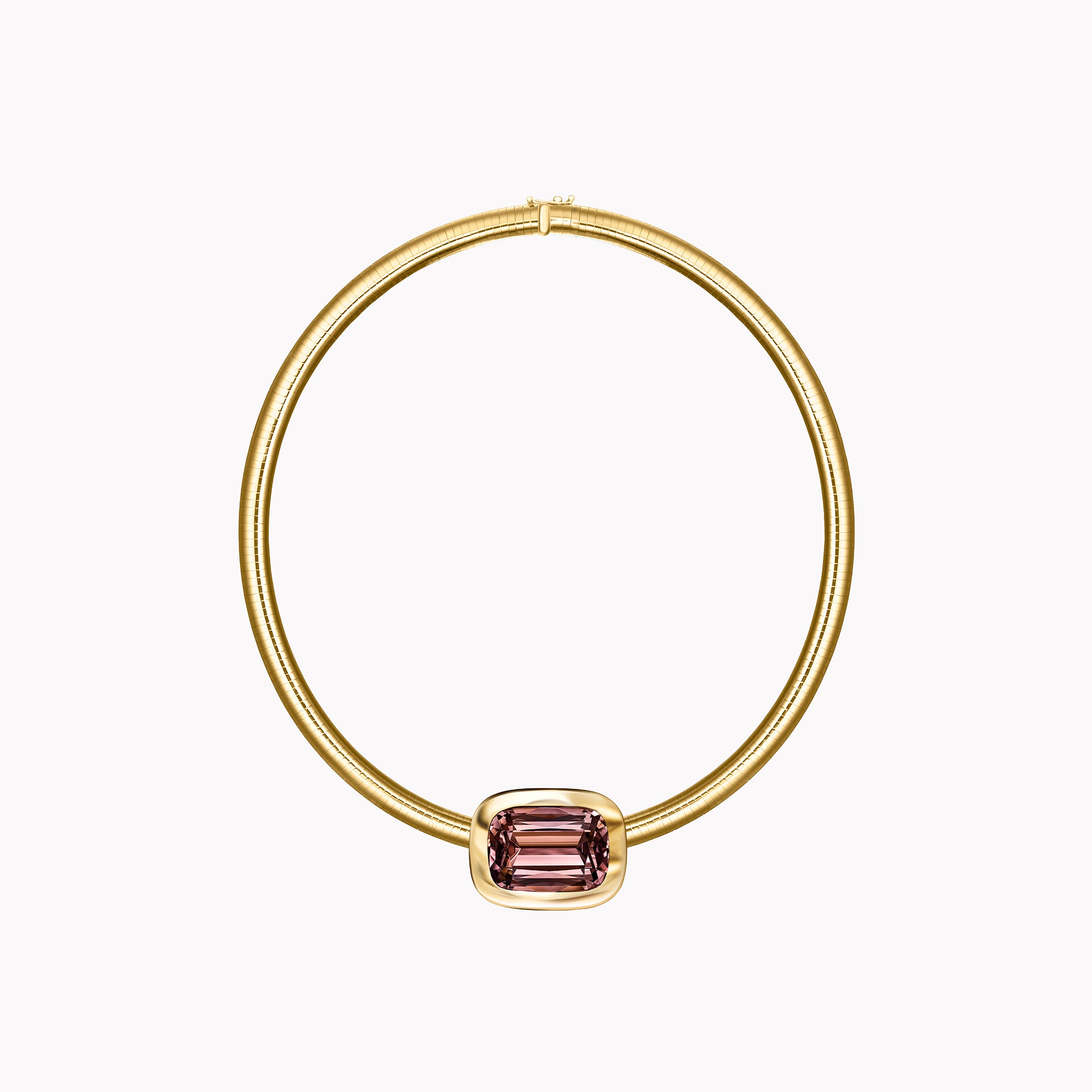 Cushion-Cut Peach Pink Tourmaline Omega Necklace