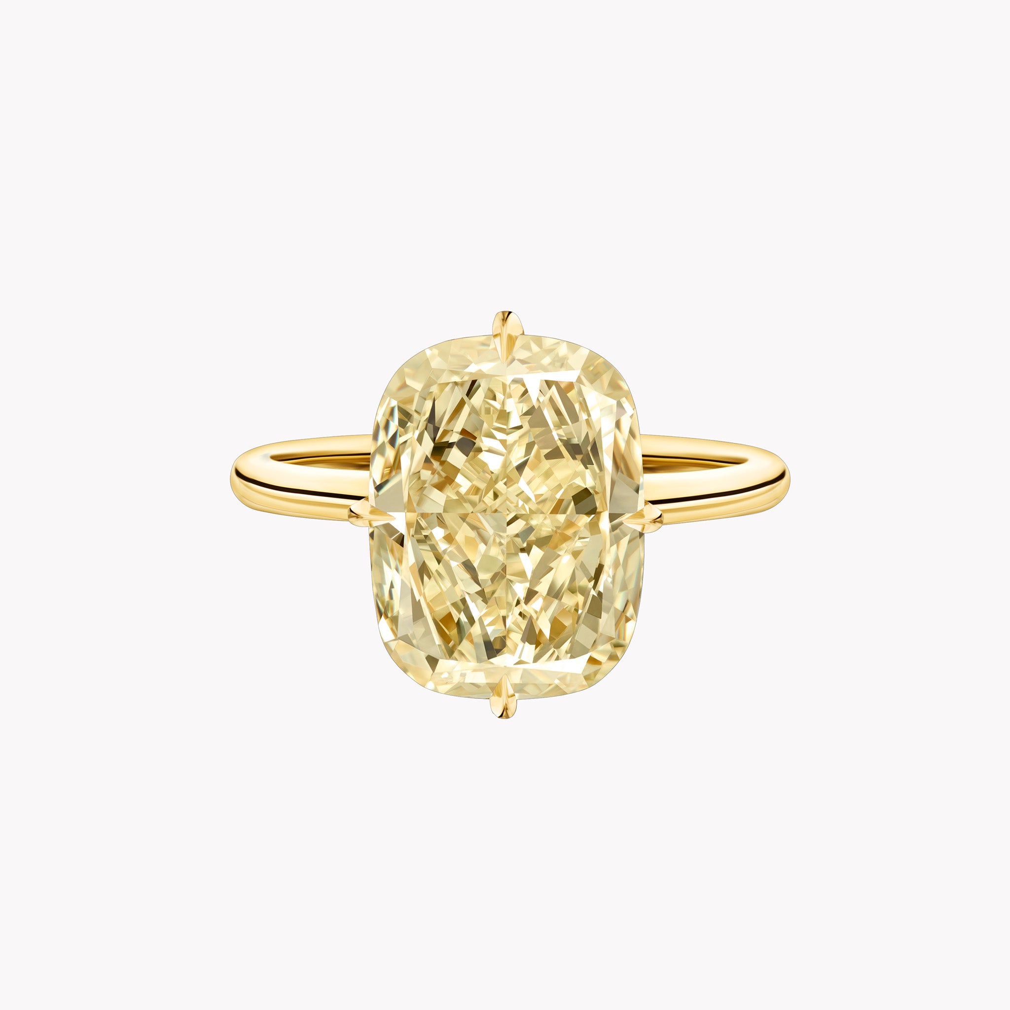 Material Good | Fancy Yellow Cushion Cut Solitaire Engagement Ring