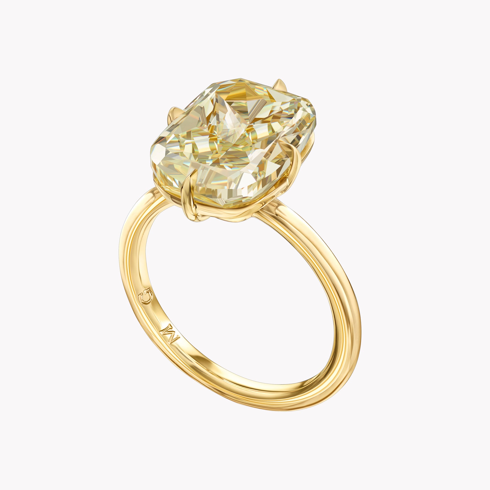 Fancy Yellow Cushion Cut Solitaire Engagement Ring