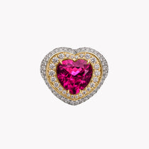Pavé-Set Heart Rubellite Pinky Ring