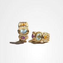 Vintage Multi-Gem Cabochon Earrings