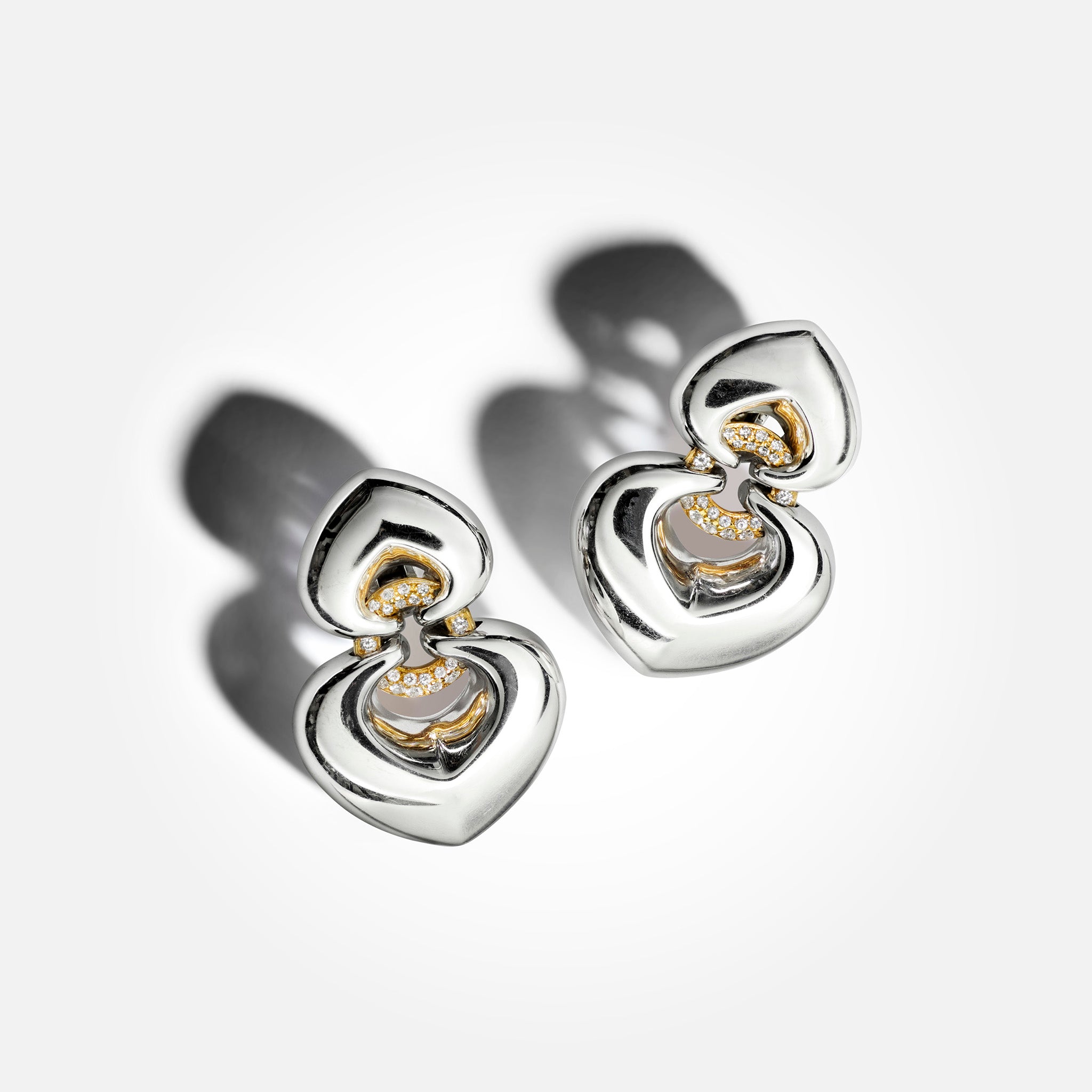 Vintage Bvlgari Doppio Cuore Diamond Earrings