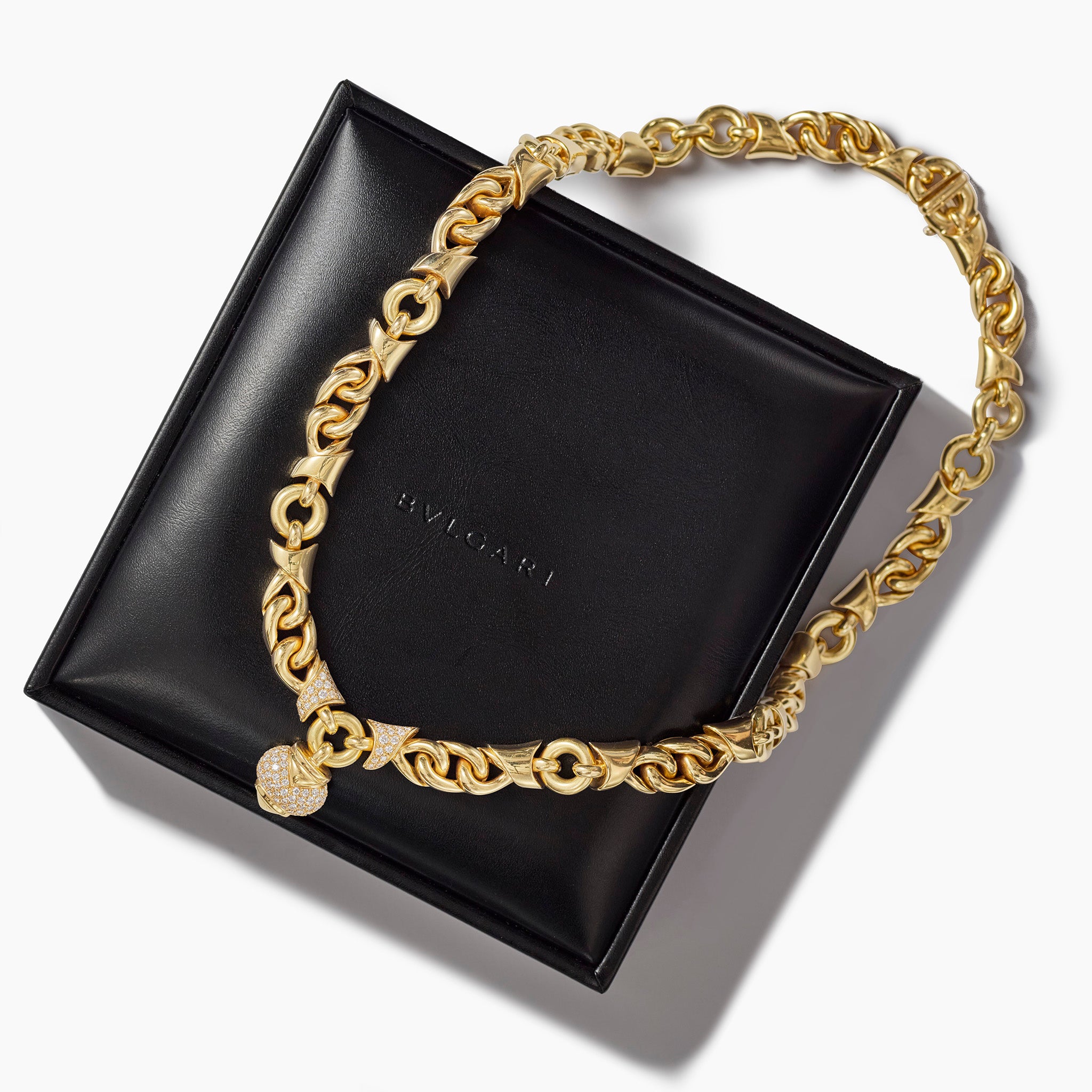 Vintage Bvlgari Diamond Doppio Cuore Heart Necklace