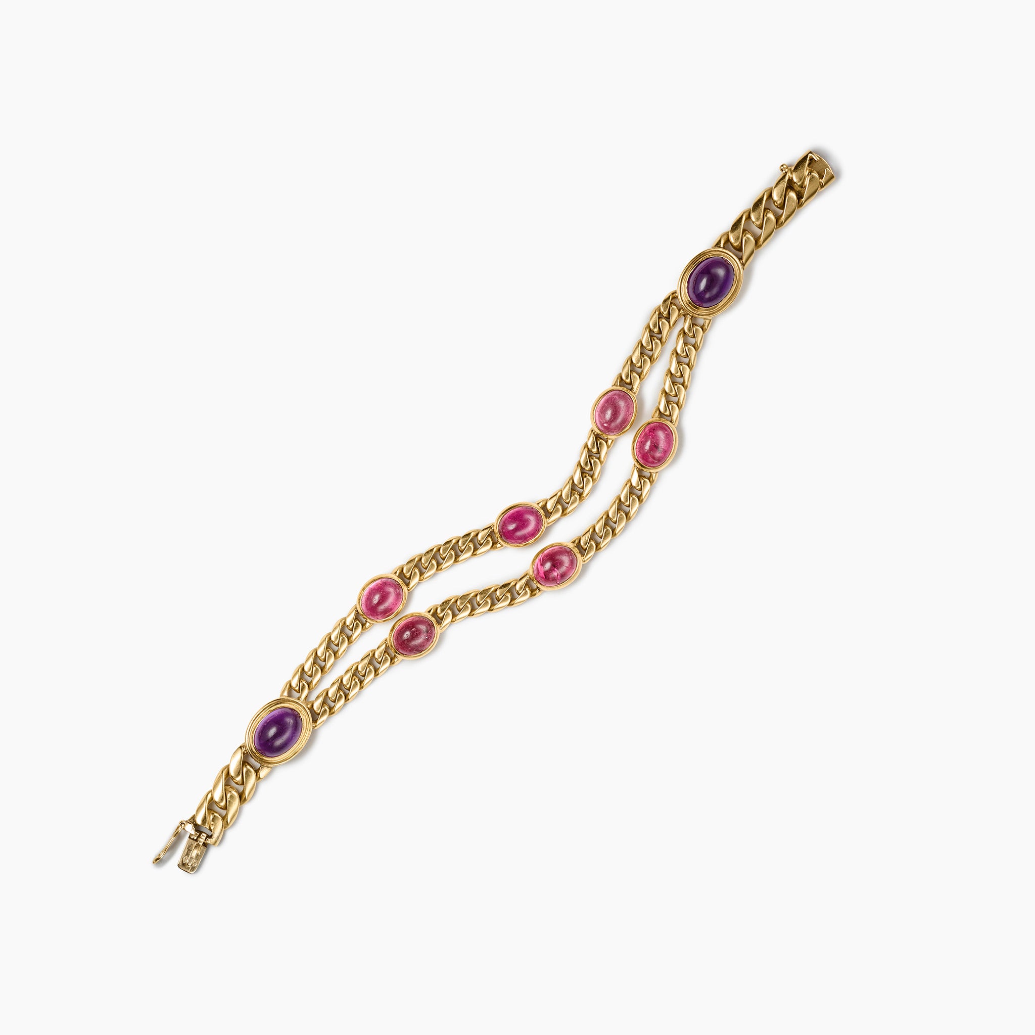 Vintage Bvlgari Cabochon Tourmaline & Amethyst Bracelet