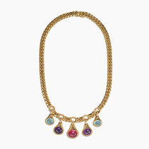 Vintage Bvlgari Signed Cabochon Gemstone Necklace