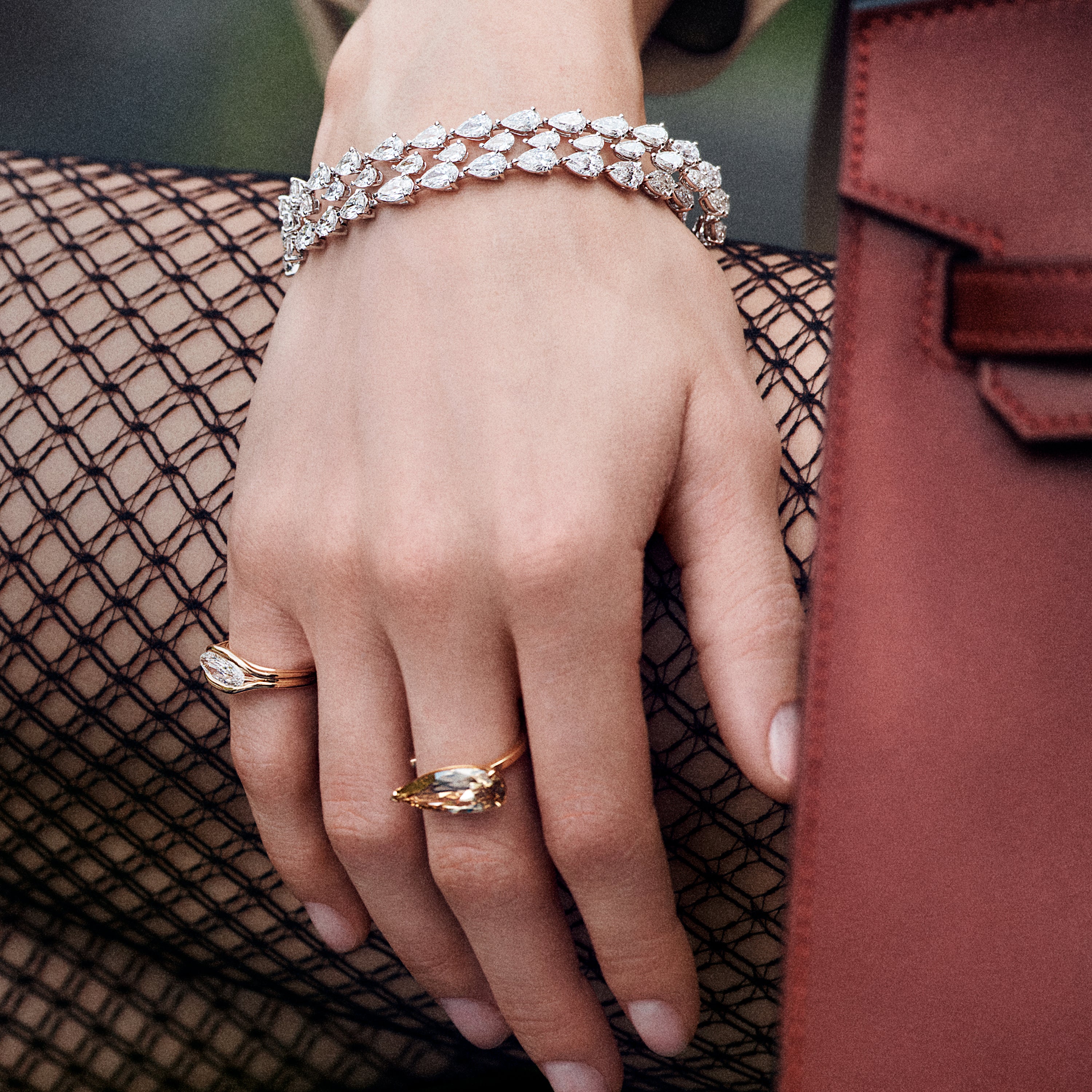 Two Line Pear Shape Tennis Bracelet