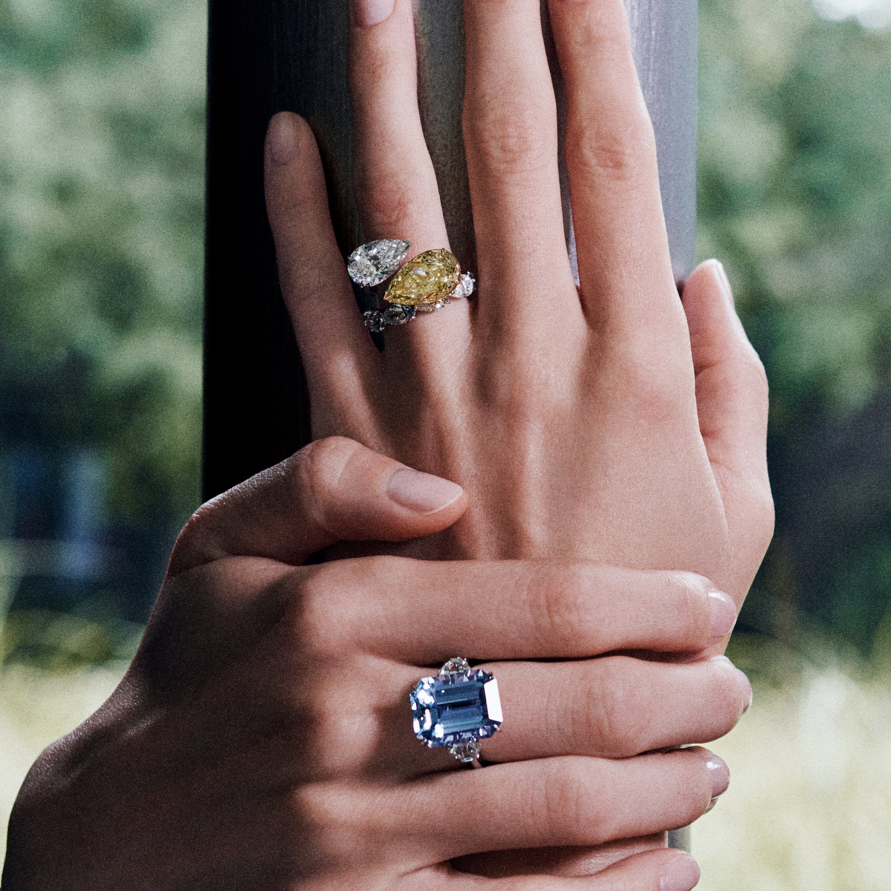 Three Stone Emerald Cut Sapphire Ring