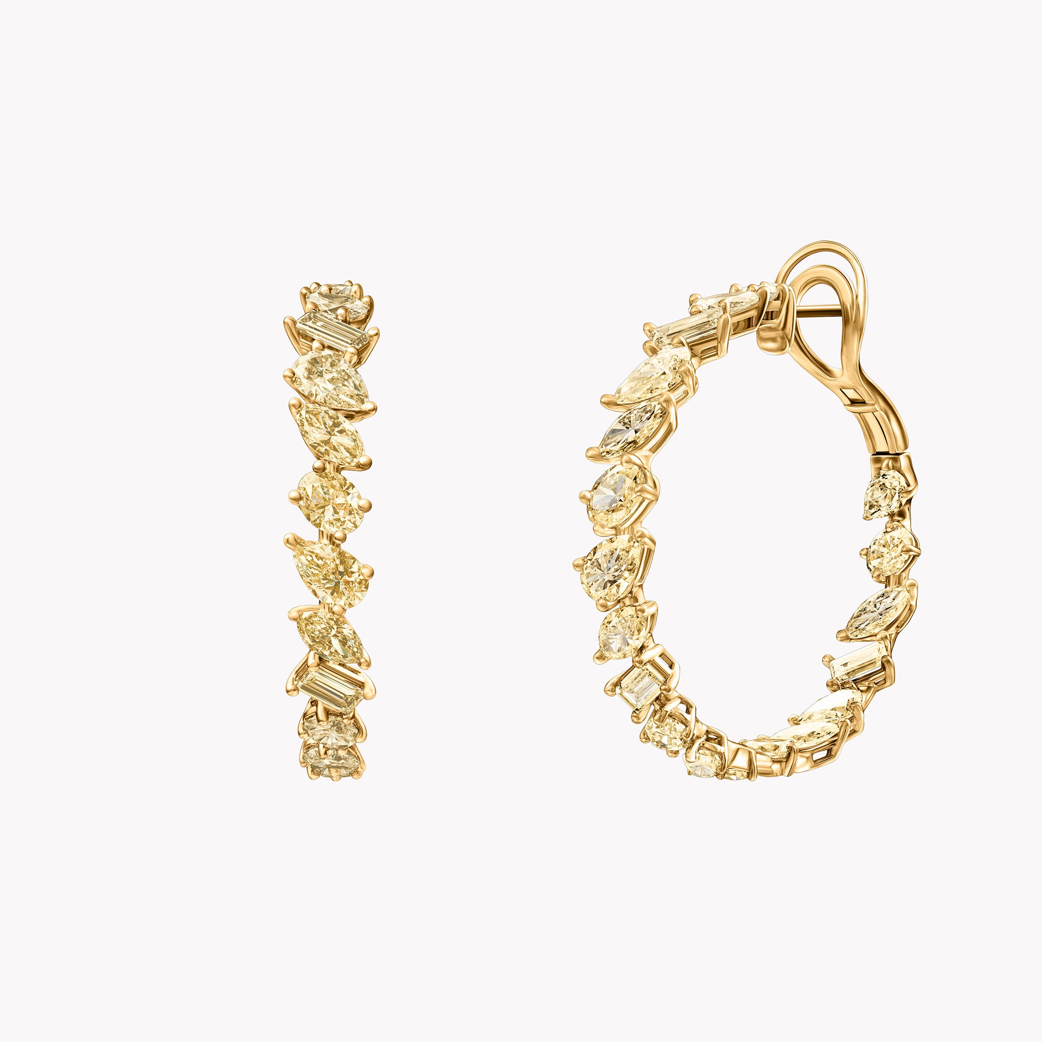 Fancy Yellow Multi-Shape Hoops