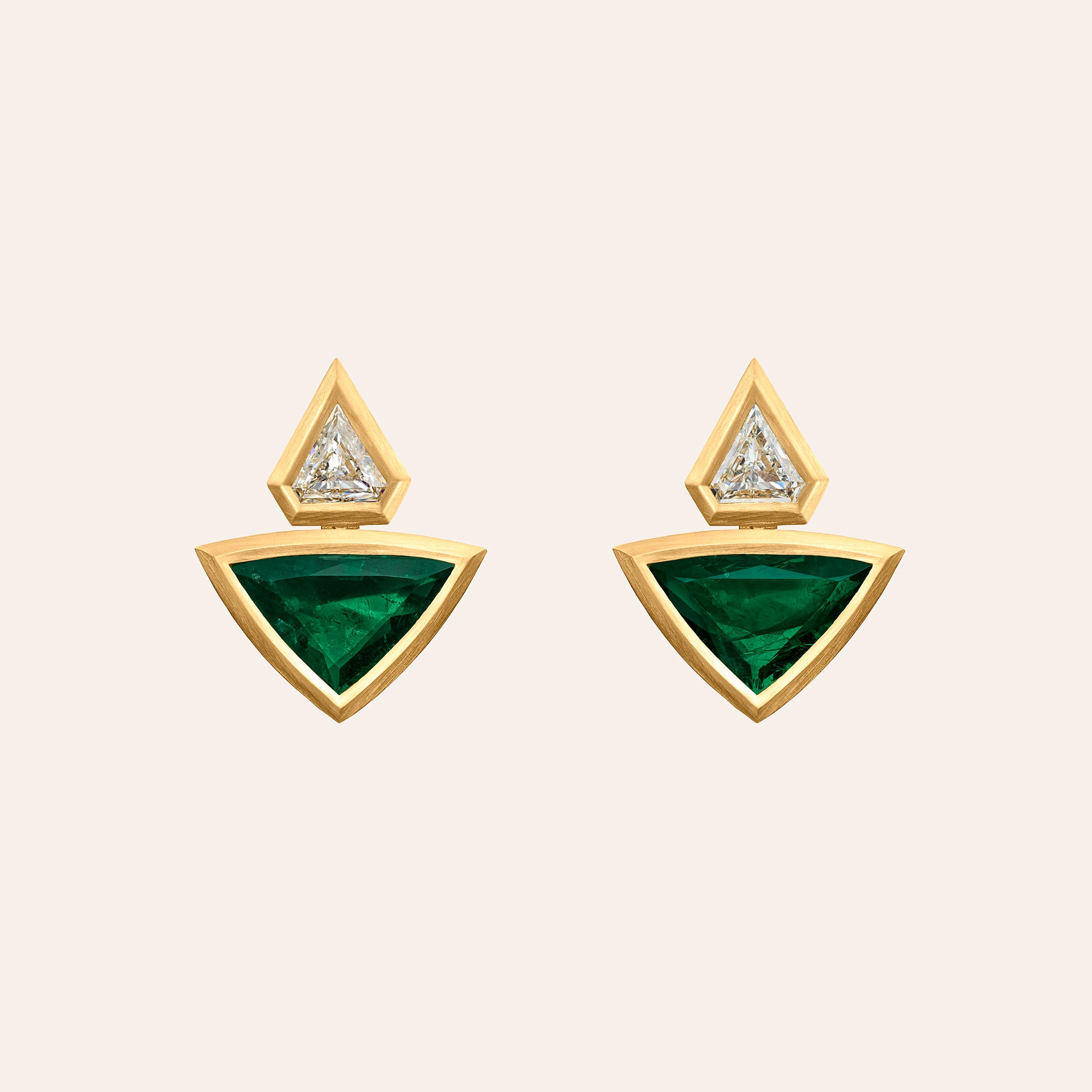 Trillion Emerald & Diamond Earrings