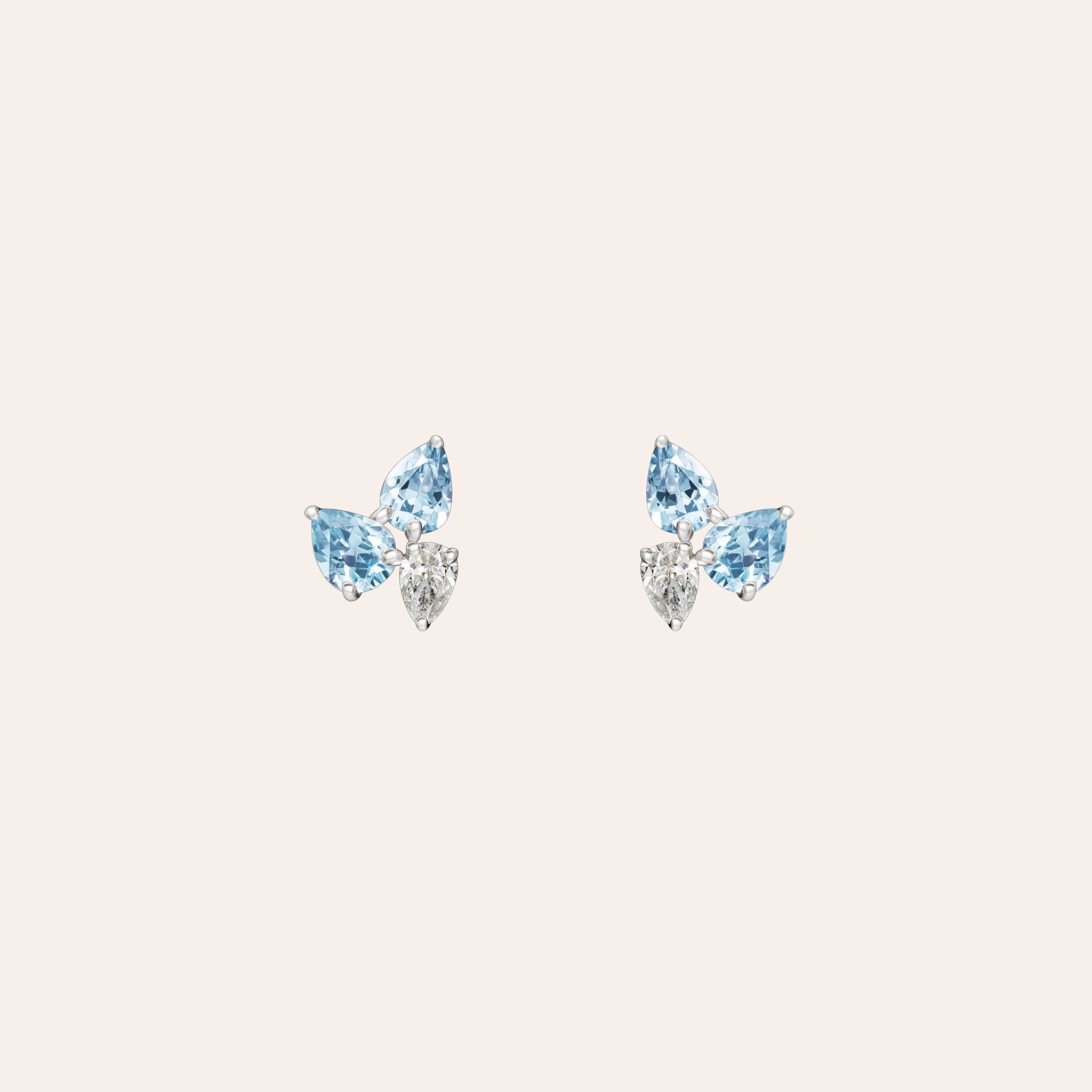 Aquamarine & Diamond Cluster Studs