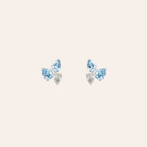 Aquamarine & Diamond Cluster Studs