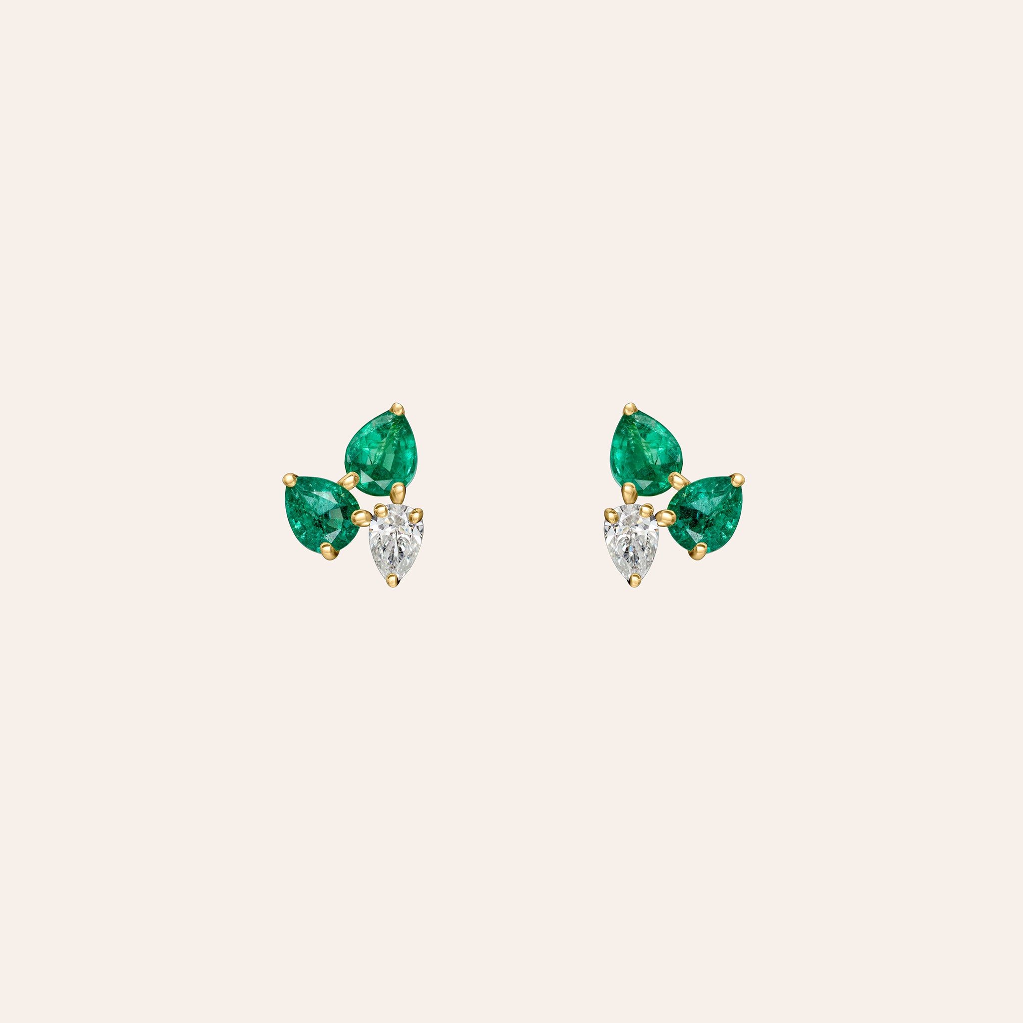 Emerald & Diamond Cluster Studs