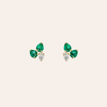 Emerald & Diamond Cluster Studs