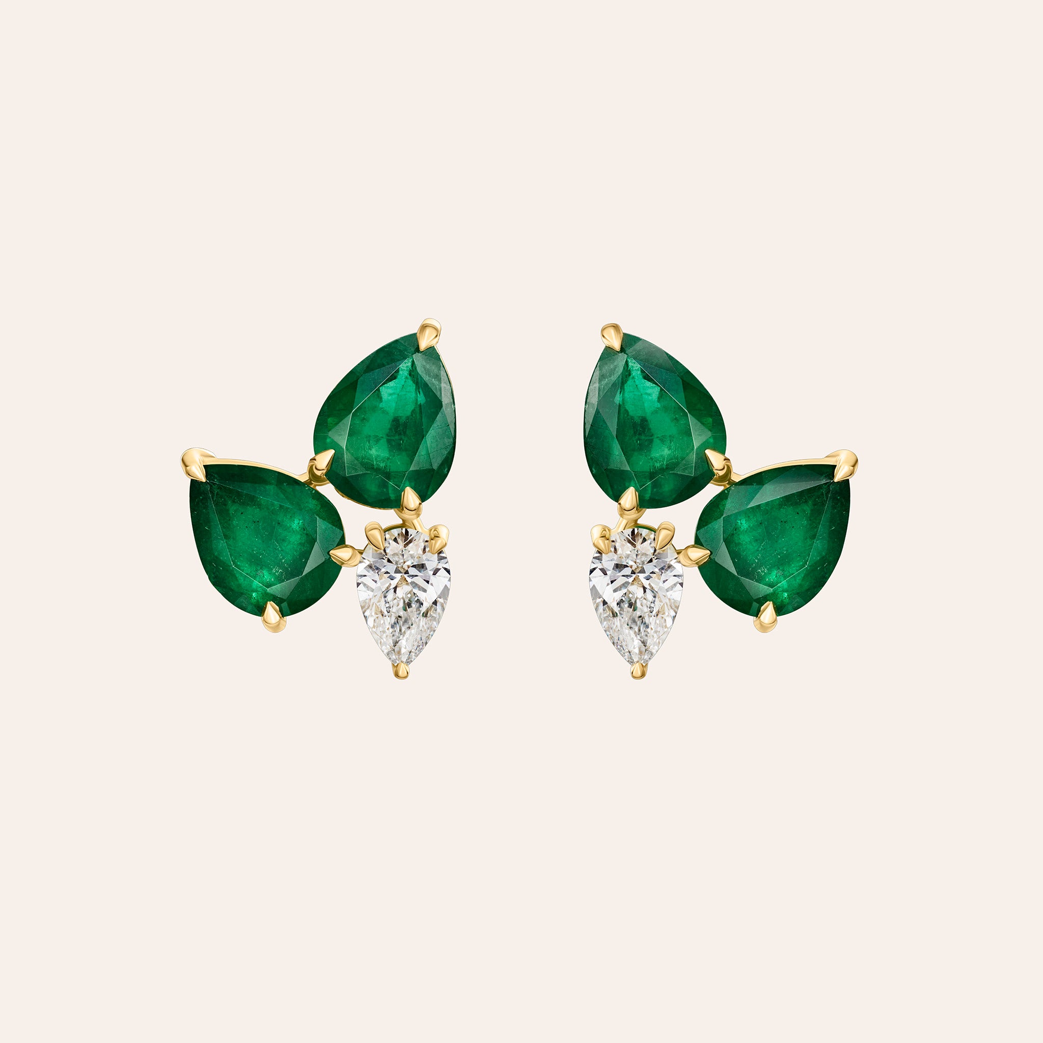 Luxe Emerald & Diamond Cluster Studs