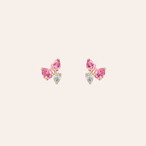 Pink Tourmaline & Diamond Cluster Studs