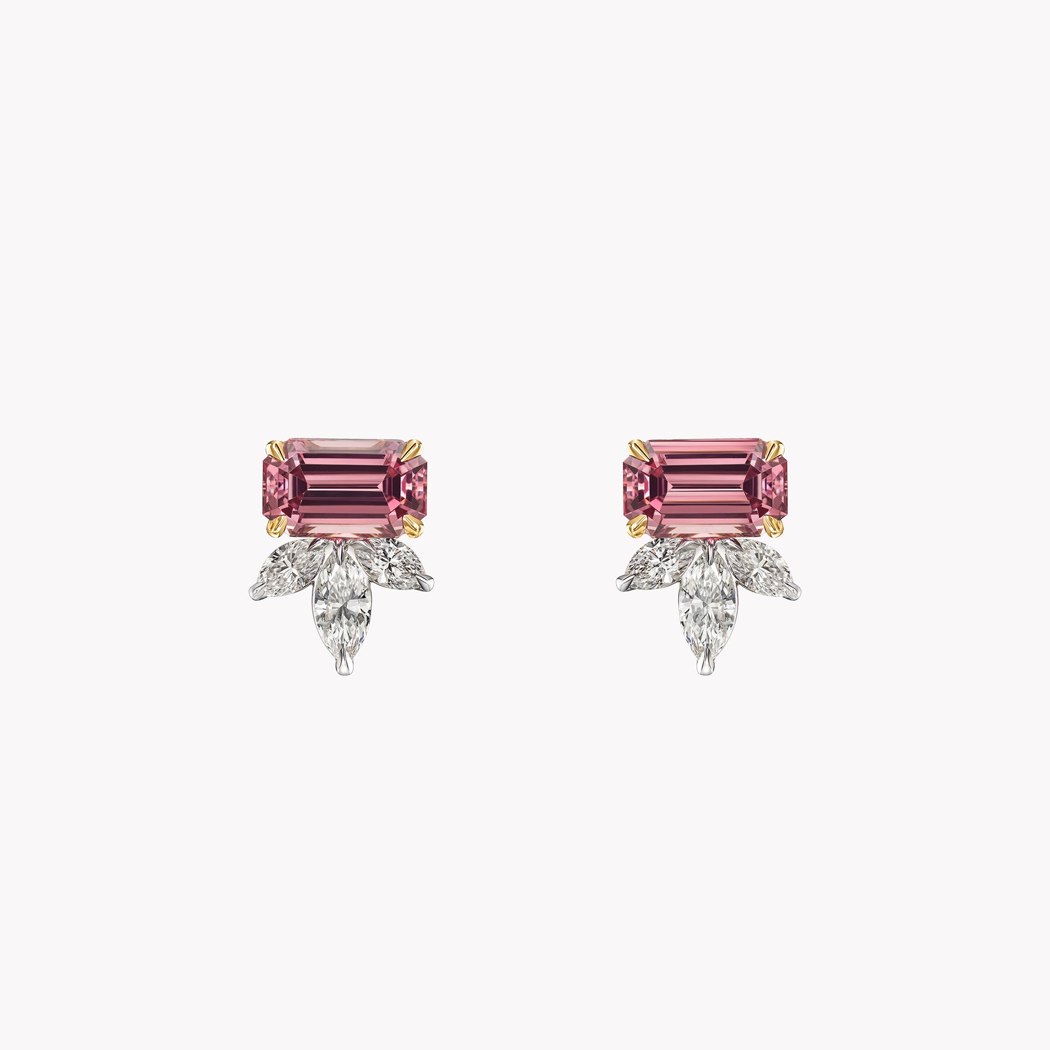 East-West Pink Garnet & Diamond Earrings