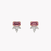 East-West Pink Garnet & Diamond Earrings