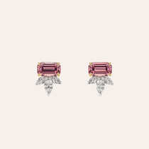 East-West Pink Garnet & Diamond Earrings