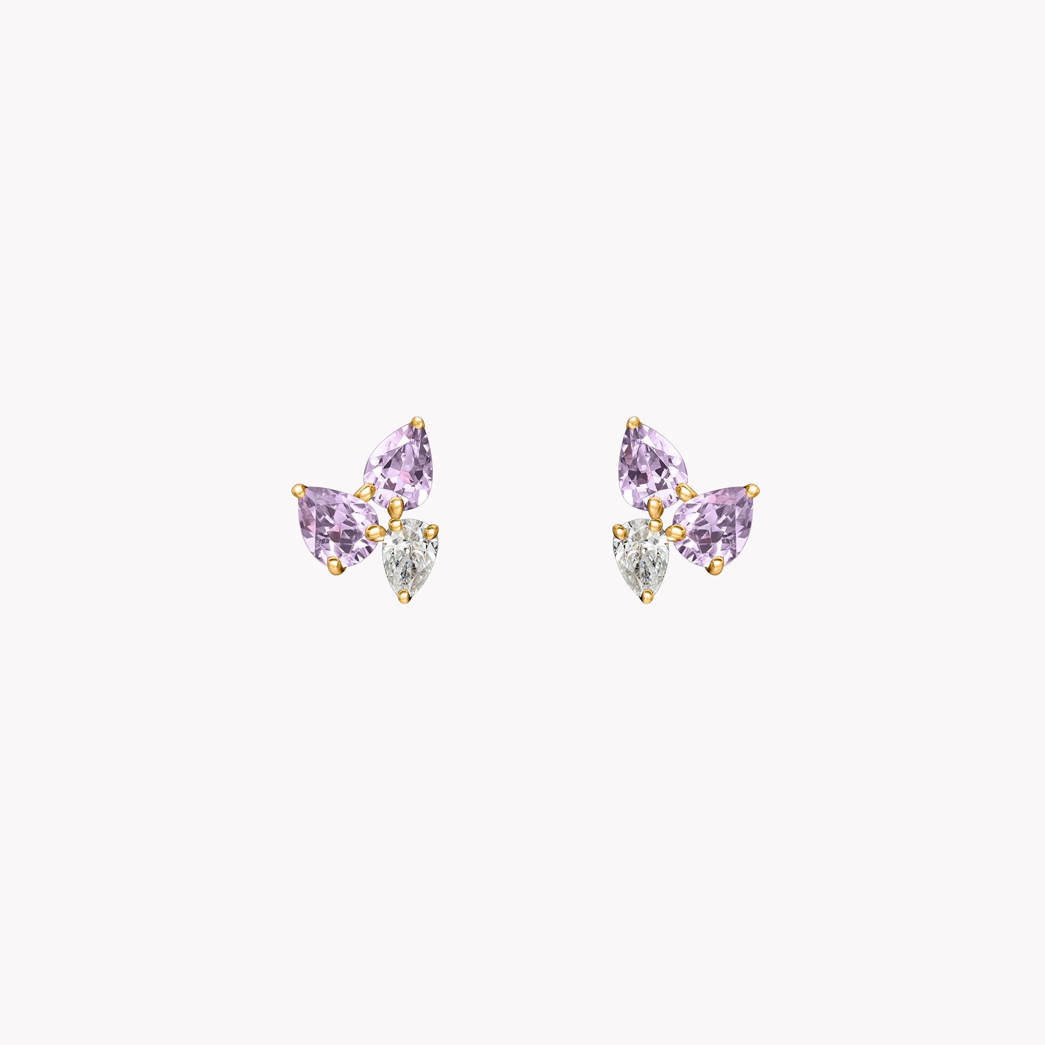 Amethyst & Diamond Cluster Studs