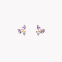 Amethyst & Diamond Cluster Studs