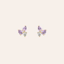 Amethyst & Diamond Cluster Studs