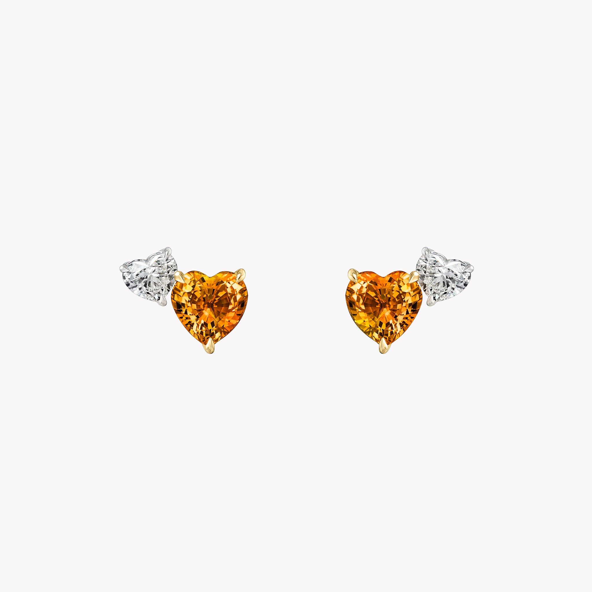 Heart-Shaped Citrine & Diamond Studs