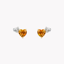Heart-Shaped Citrine & Diamond Studs