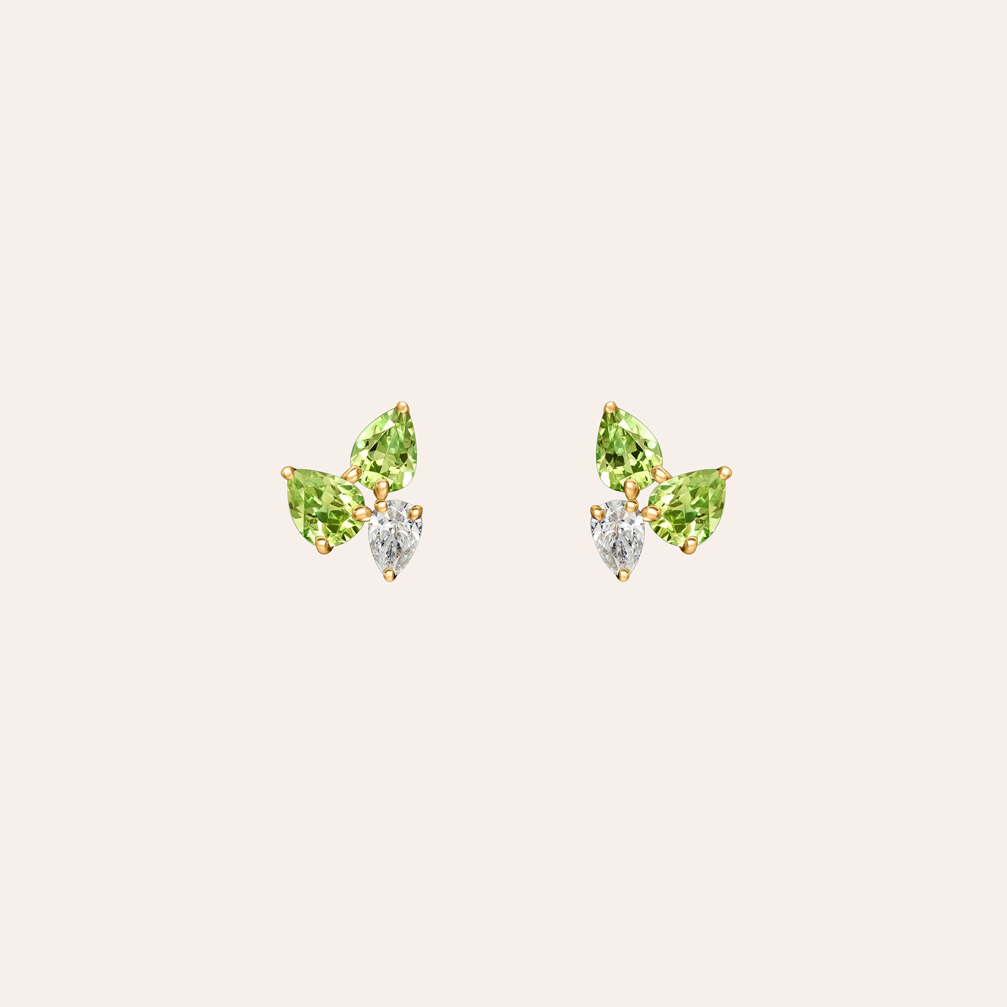 Peridot & Diamond Cluster Studs