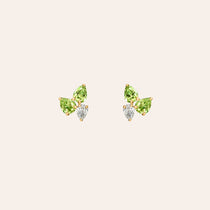 Peridot & Diamond Cluster Studs