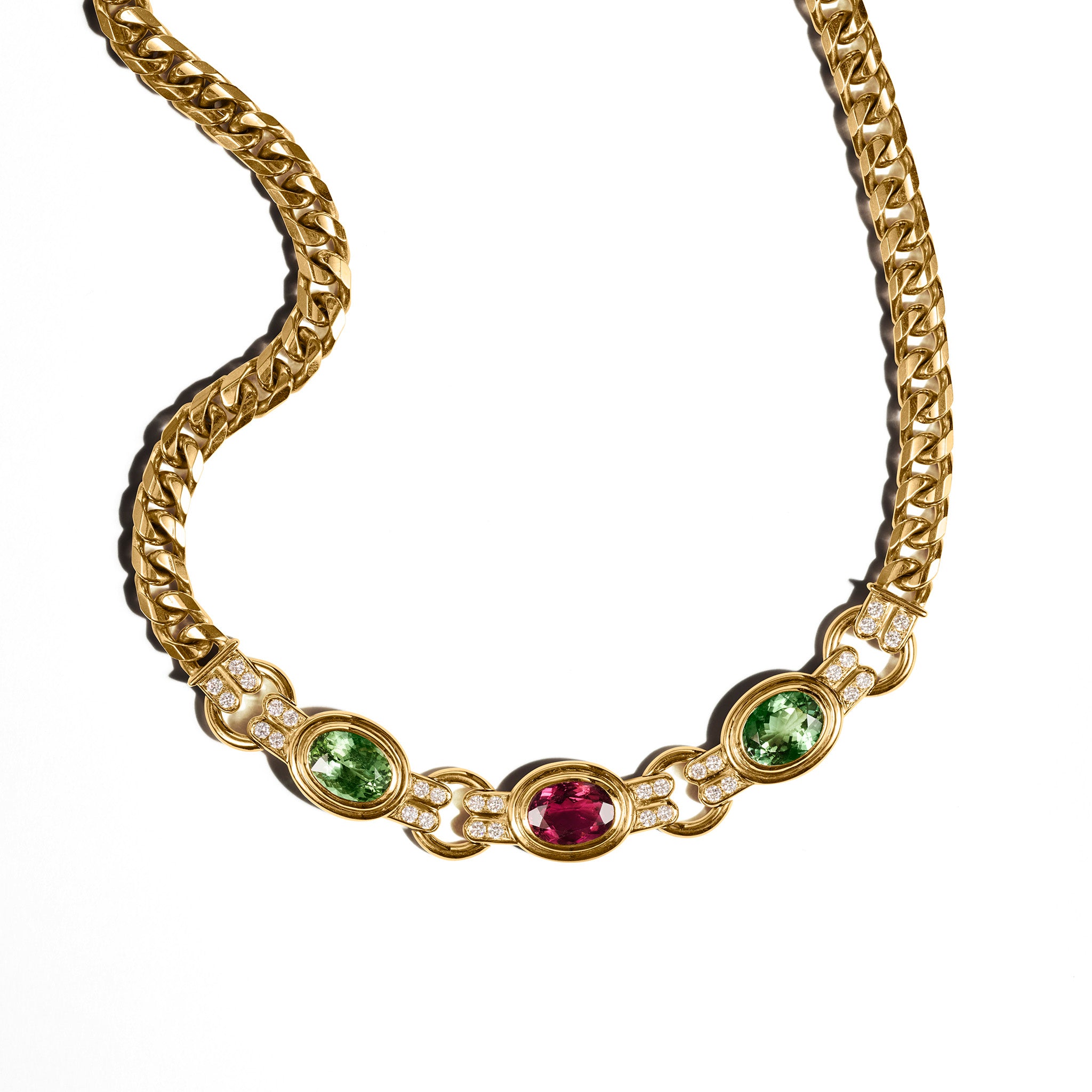 Vintage Bvlgari 1980s Tourmaline and Diamond Necklace