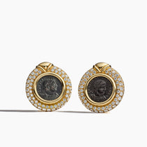 Vintage Bvlgari 1980's Monete Coin & Diamond Earrings