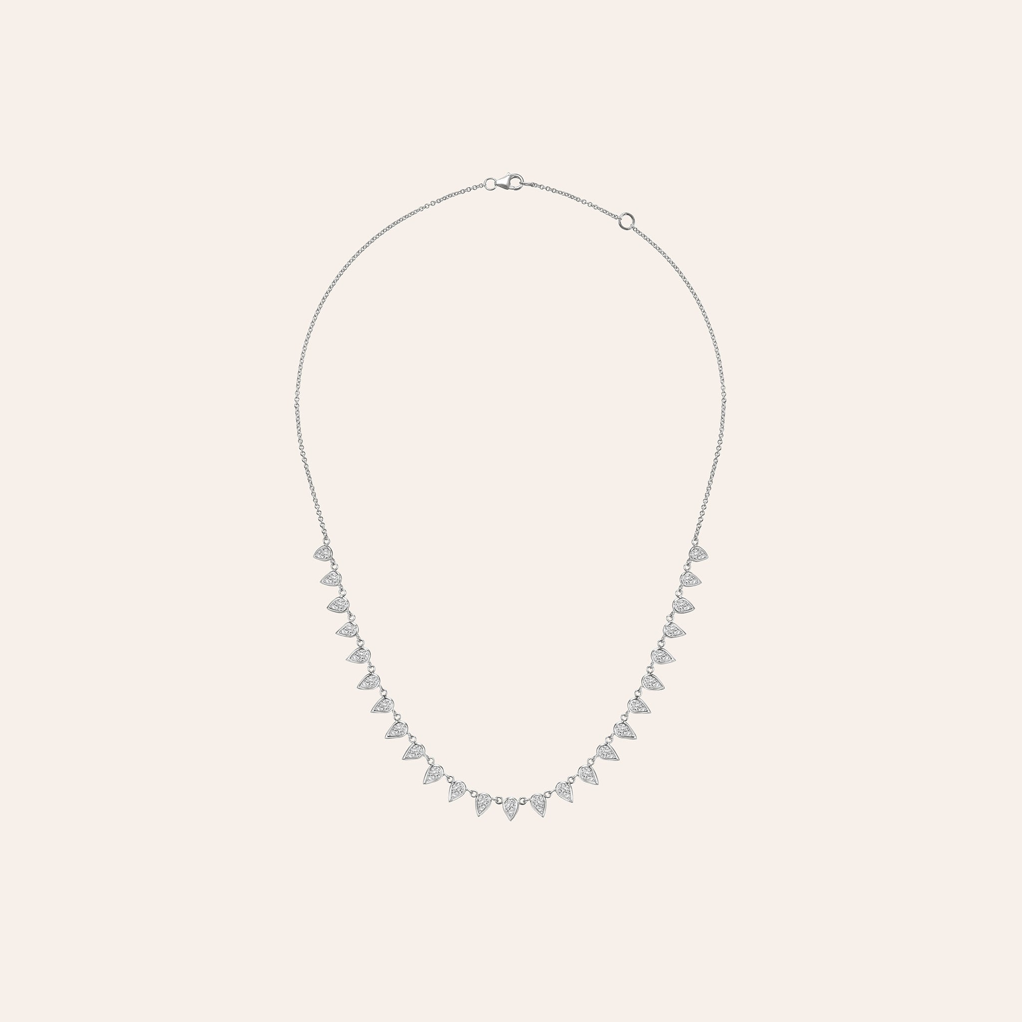18K yellow, white and rose gold necklace featuring approximately 3.75 ct of G/H color, VS-SI clarity pear-shaped diamonds in a fringe design.