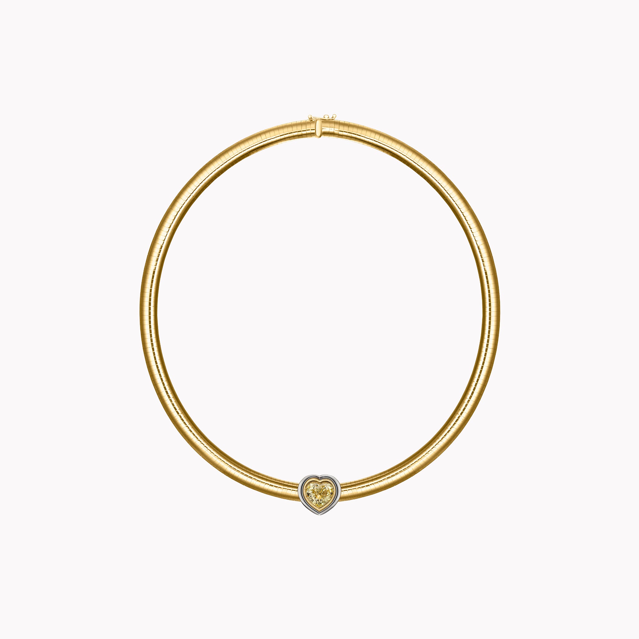 Yellow Sapphire Heart Shape Omega Necklace