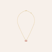 East-West Pink Topaz & Diamond Pendant Necklace