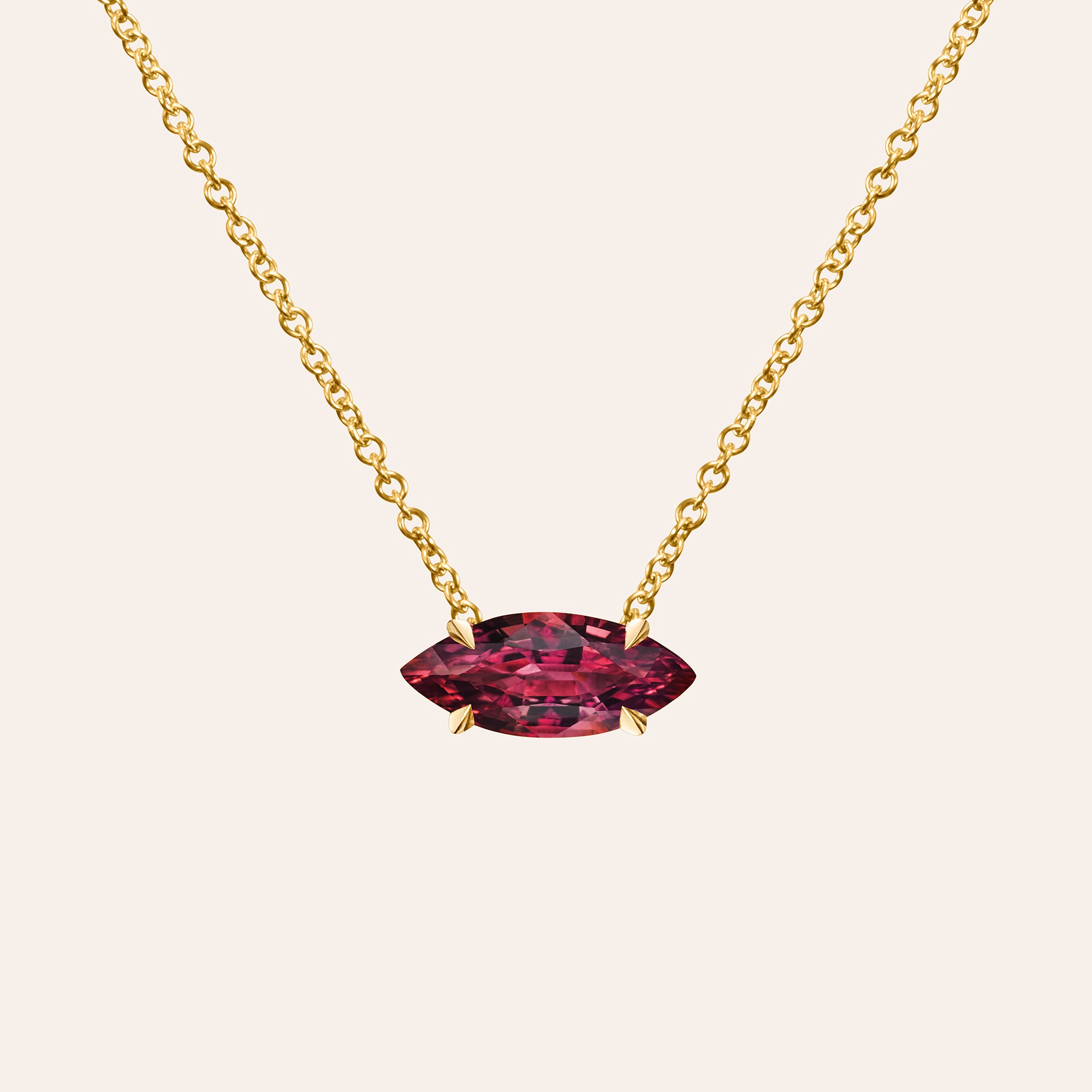 East West Marquise Ruby Pendant Necklace