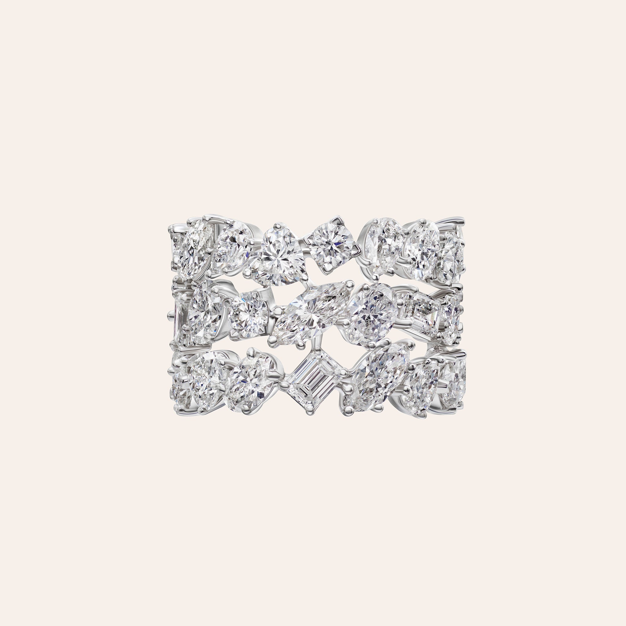 Three-Row Multi-Shape Diamond Eternity Band