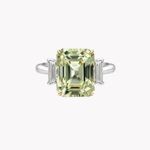 Aster Emerald-Cut Green Sapphire Ring with Diamond Trapezoids