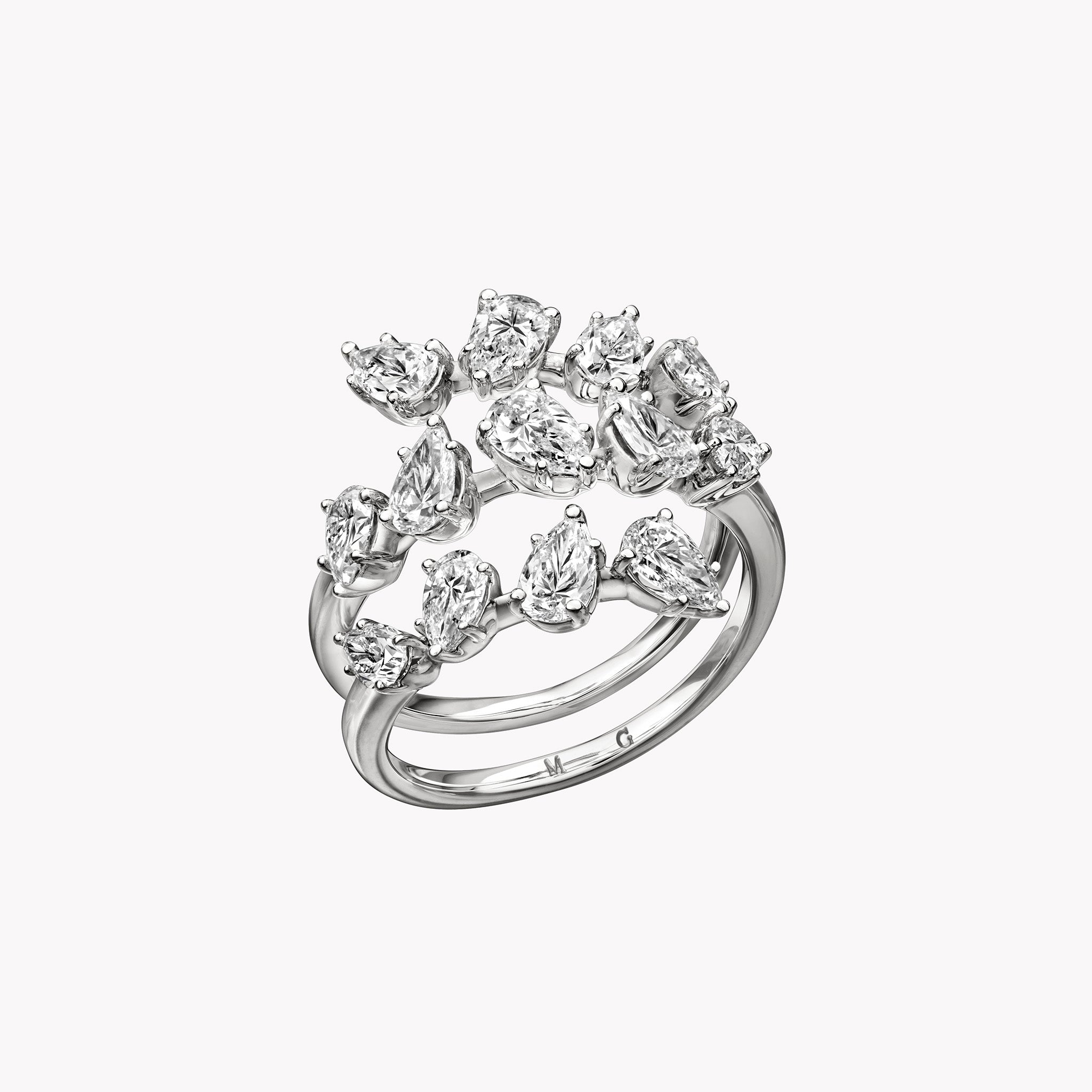 Pear Shape Diamond Spiral Ring