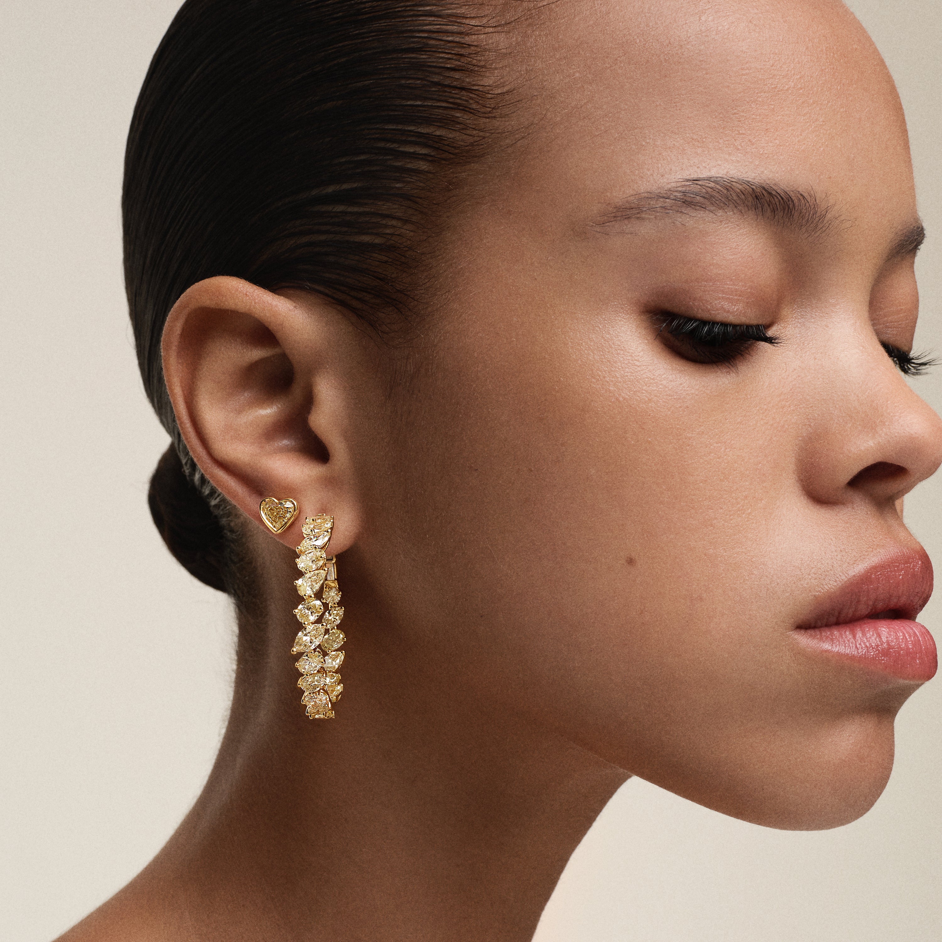 Fancy Yellow Multi-Shape Hoops