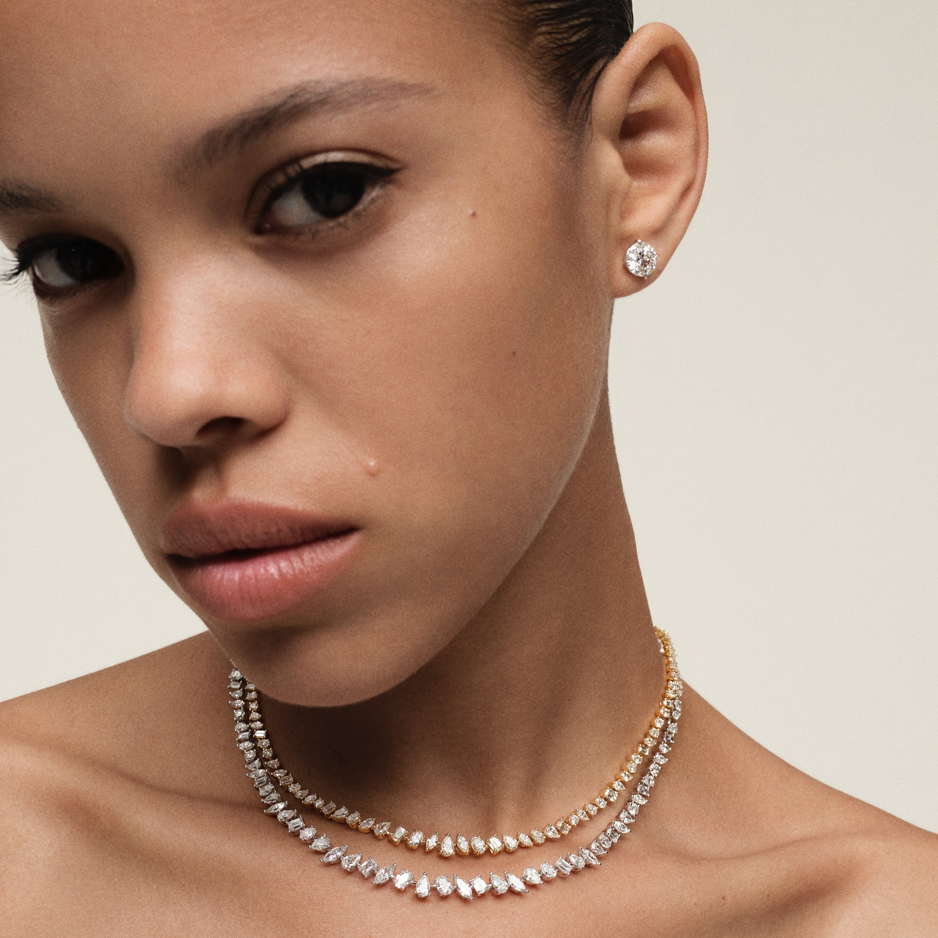 Medium Multi-Shape Diamond Tennis Necklace