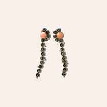 Green Tourmaline & Coral Drop Earrings